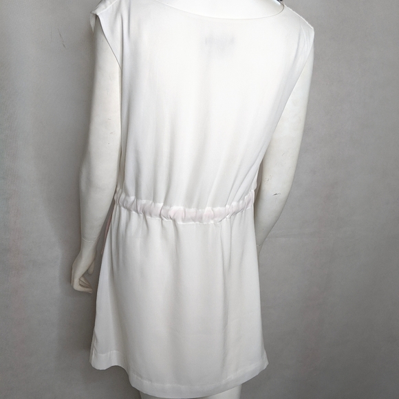 White Floral Waterfall Neck Spring Summer Dress - Picture 5 of 8